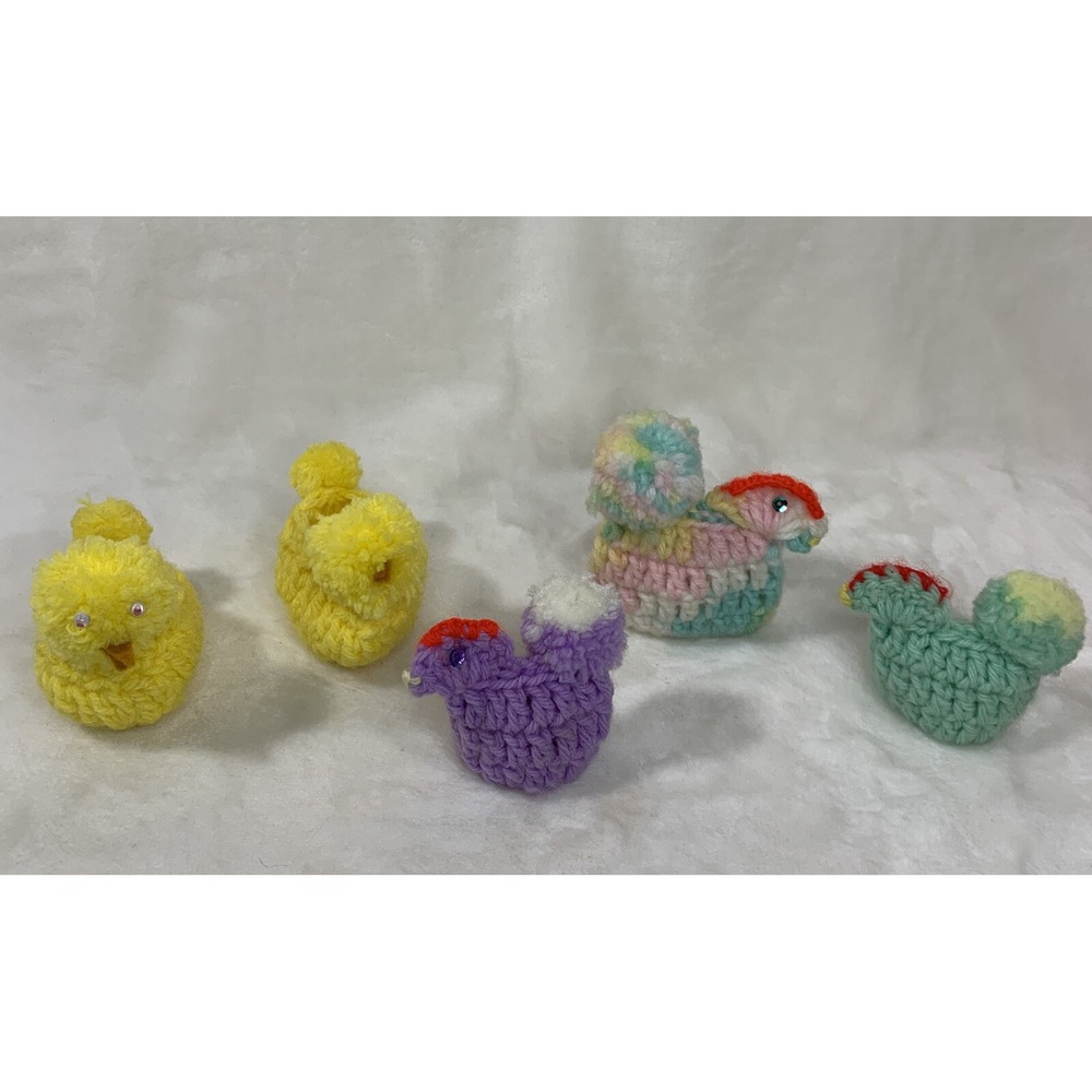 Vintage Crochet Knit Easter Egg Holders Set of 5  Handmade Easter Decoration VTG